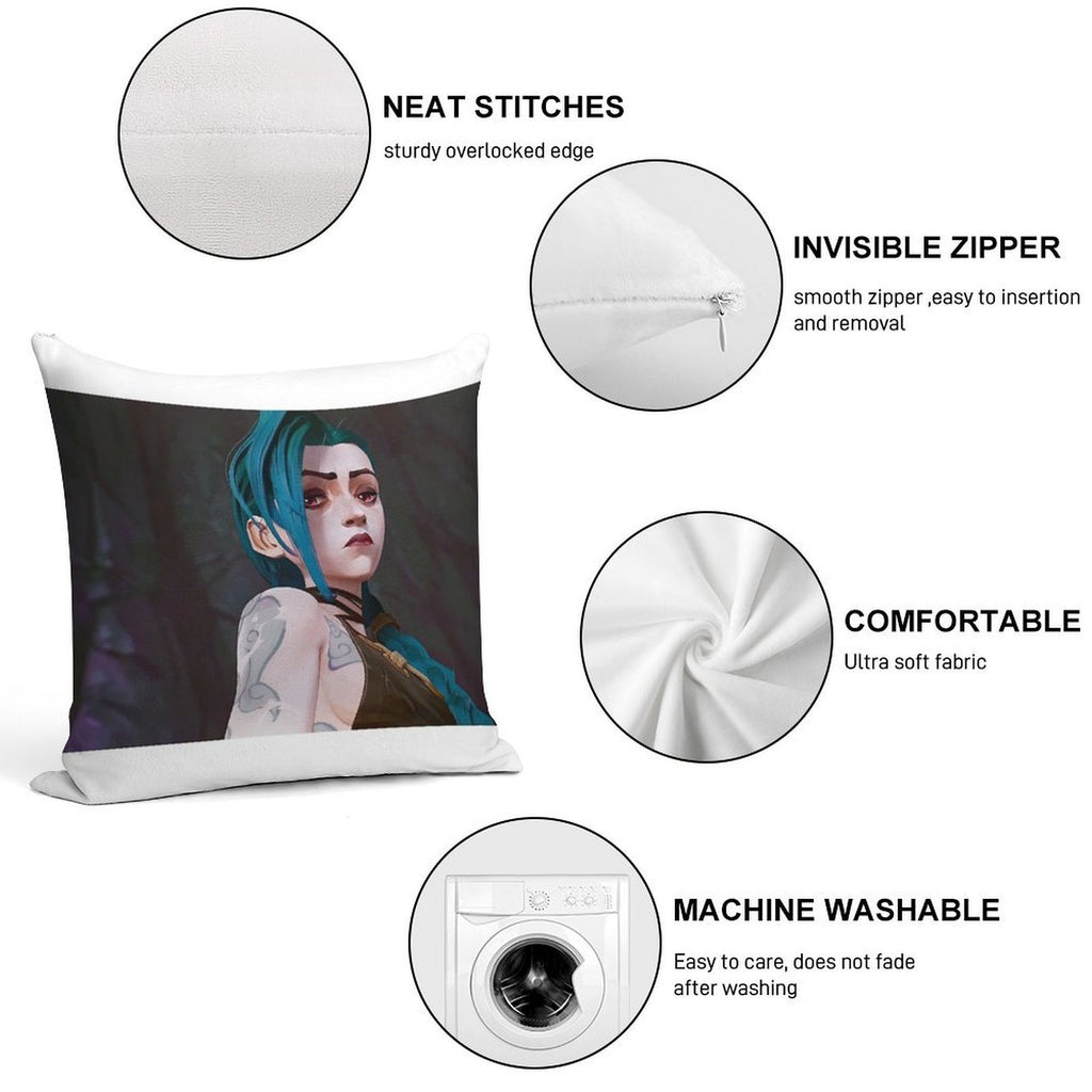 Jinx - Arcane Soft Hidden Zipper Throw Pillow