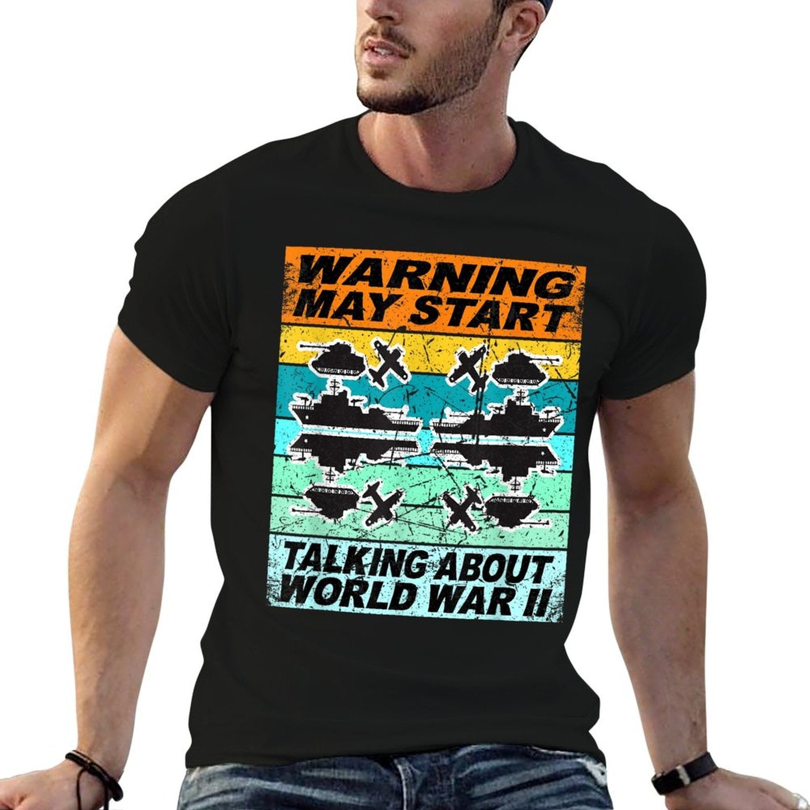 Retro World War 2 Memorabilia World War II WW2 Gear  Summer-ready Fabric T-Shirt