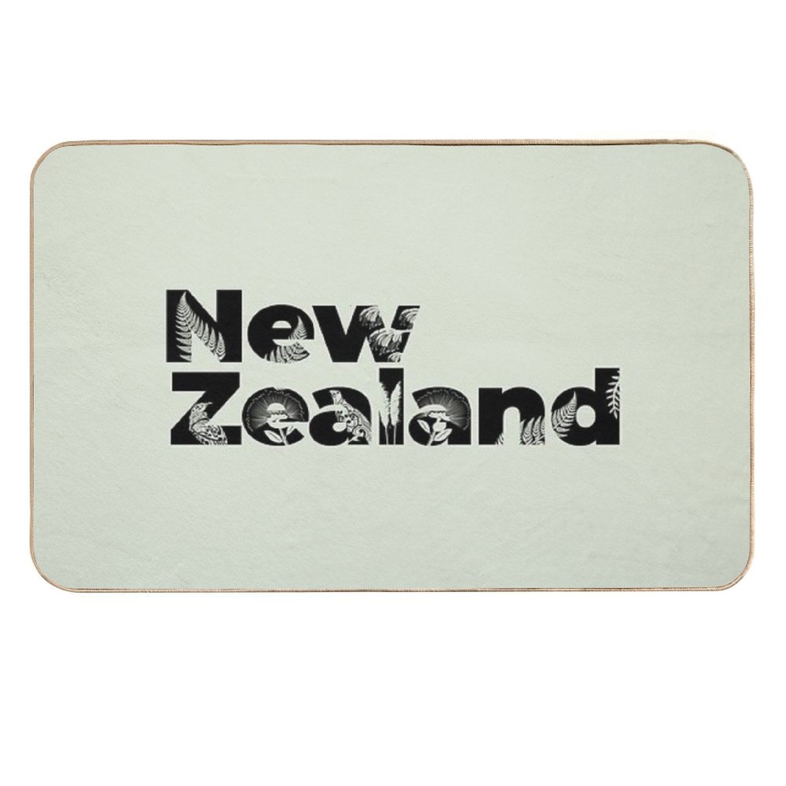 New Zealand Inset with Native Flora  Fade-Resistant Bath Mat