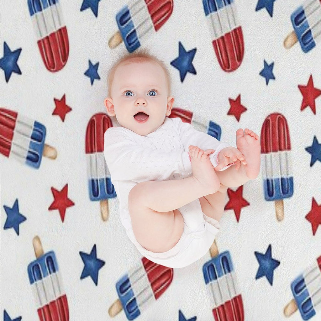 4th of July Red, White And Blue Popsicles Durable Throw Blanket