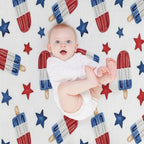 4th of July Red, White And Blue Popsicles Durable Throw Blanket