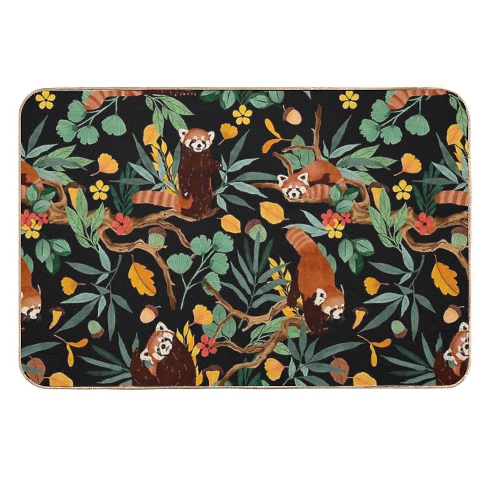RED PANDAS IN DARK WILD NATURE  Non-Slip Bath Mat