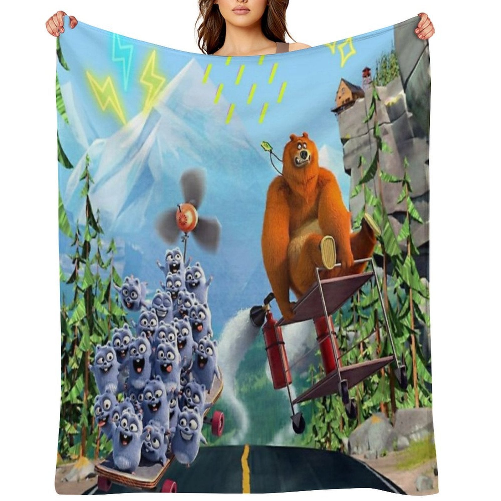 Funny Grizzy And The Lemmings,movies for Kids Gift-ready Throw Blanket