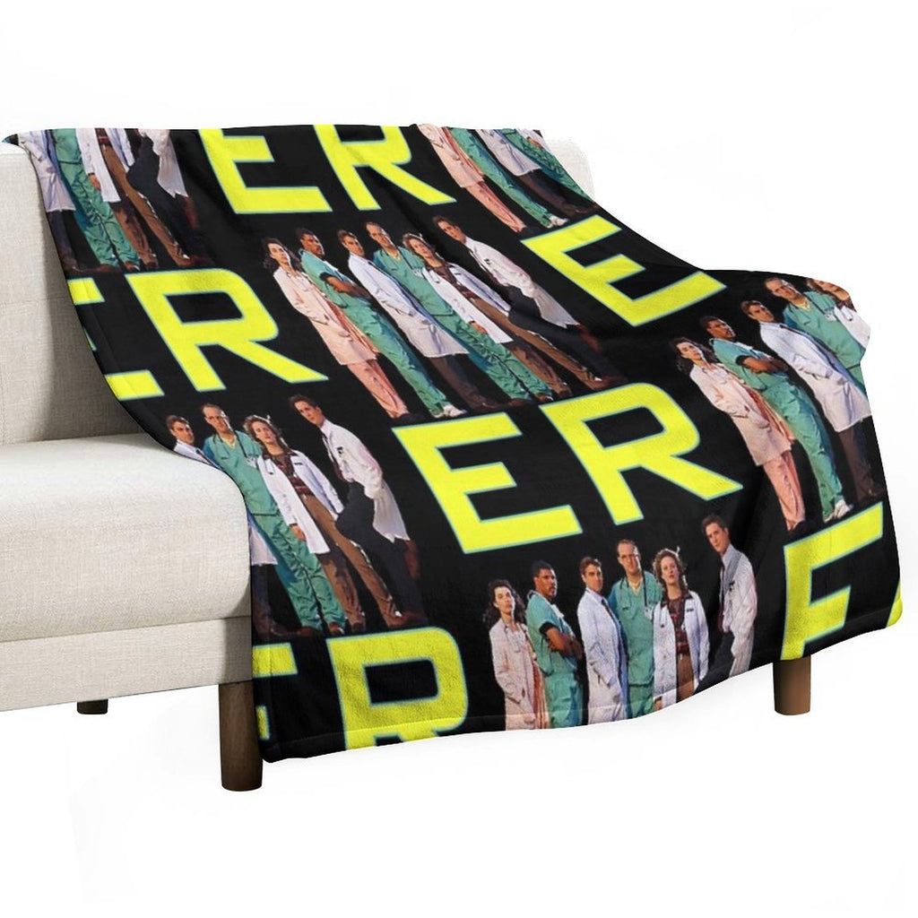 E.R. 90s CAST YOUNG GEORGE CLOONEY TRIBUTE Wrinkle-free Throw Blanket