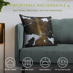 Brown Cowhide Soft Short Plush Fabric Throw Pillow