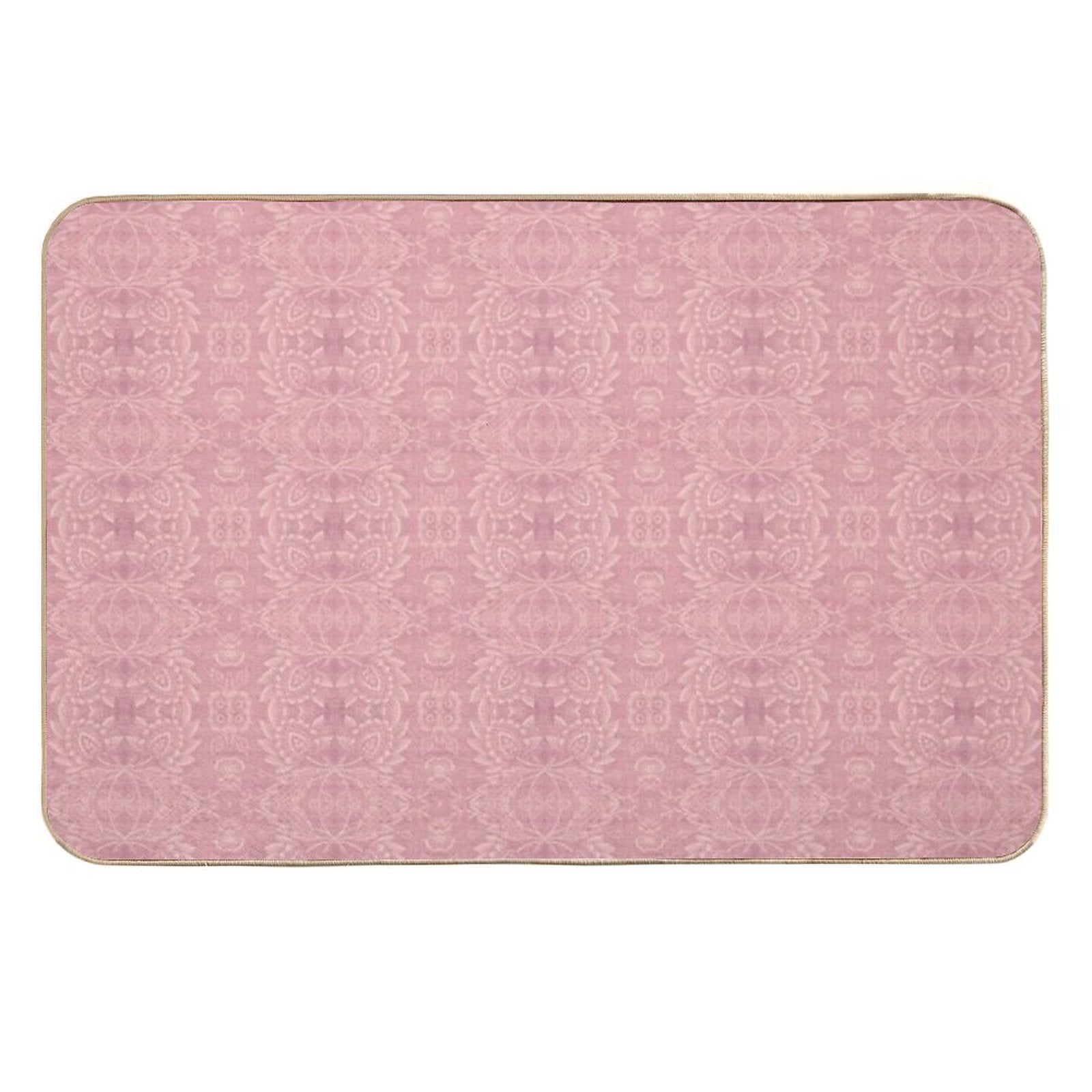 Paloma Faded Vintage Floral Damask in Rose Pink And Cream Fabric  Rapid-Drying Bath Mat