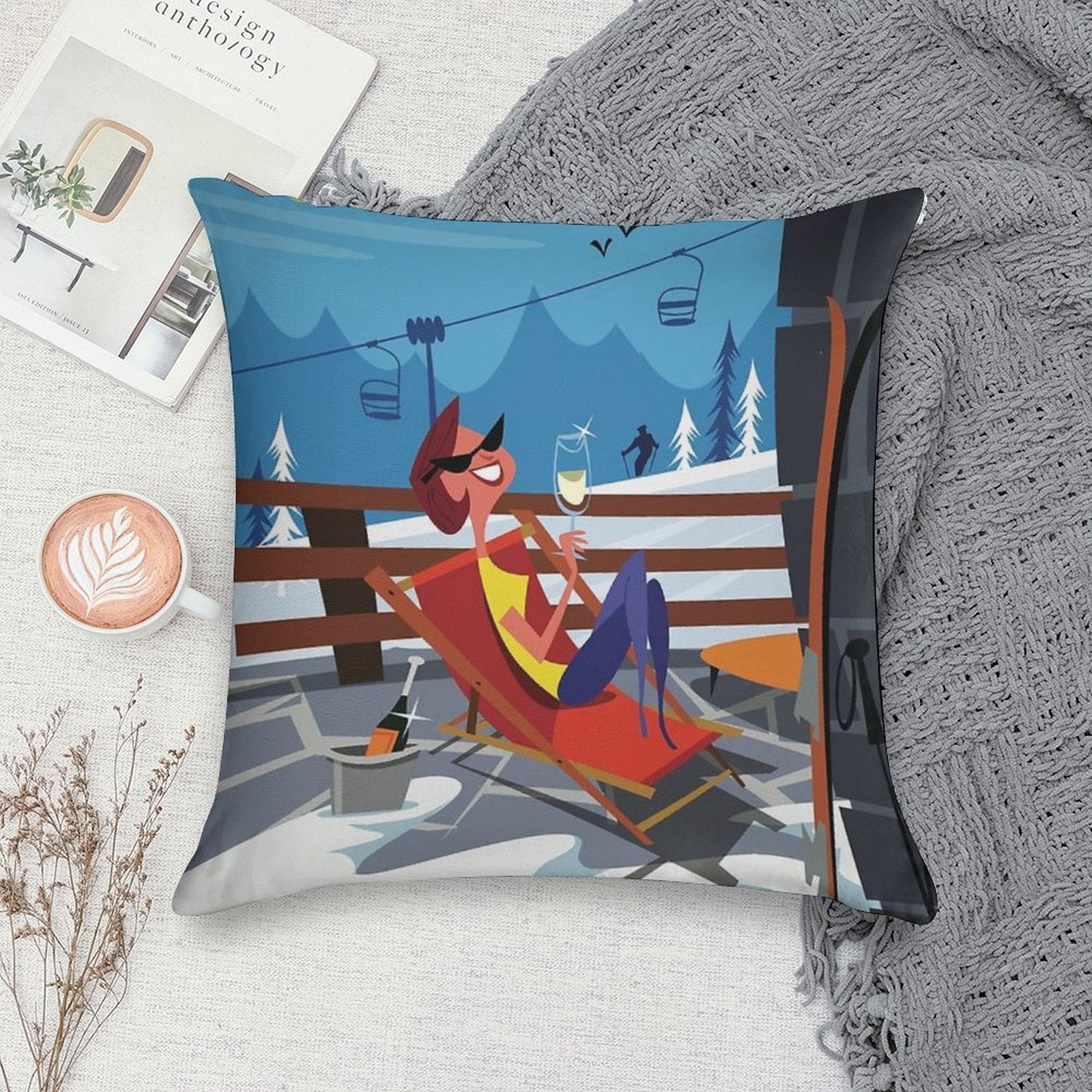 Alpine Chic Poster Soft Gift Ready Throw Pillow