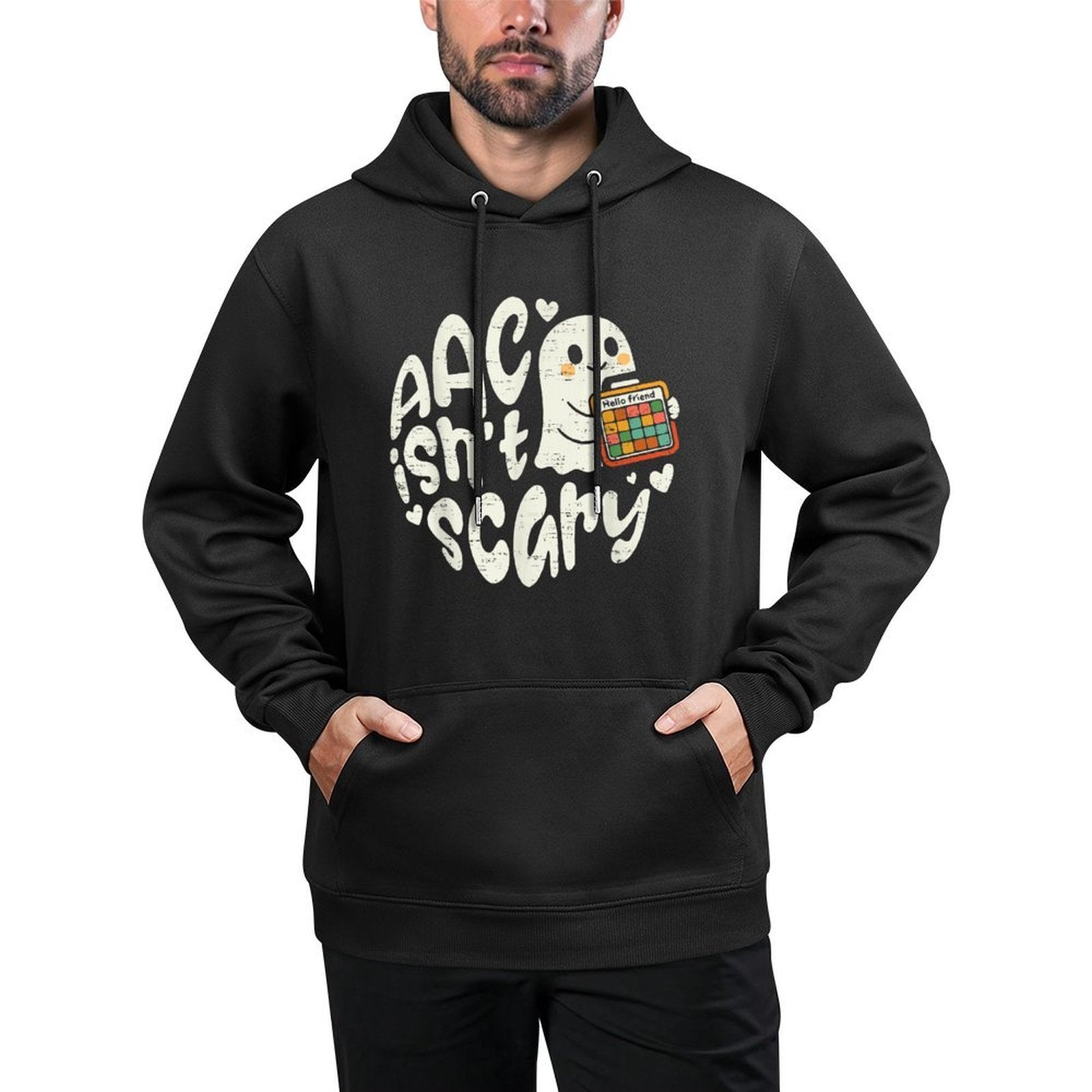 AAC Ghost SLP Halloween AAC SLP, Speech Therapist Inclusive Shape Retention Hoodie