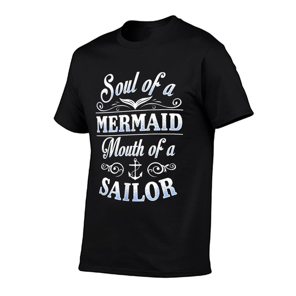Womens Soul of A Mermaid Mouth of A Sailor Funny  Oversized Silhouette T-Shirt