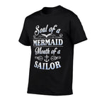 Womens Soul of A Mermaid Mouth of A Sailor Funny  Oversized Silhouette T-Shirt
