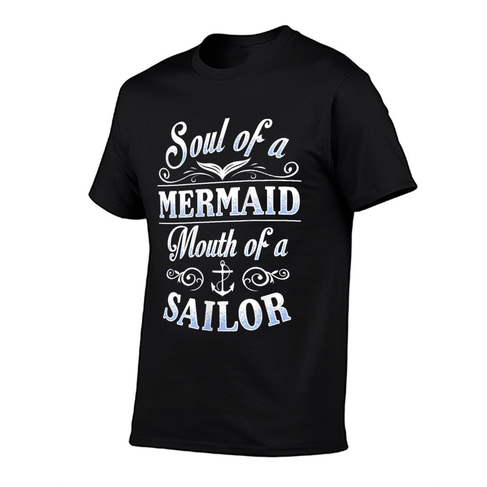 Womens Soul of A Mermaid Mouth of A Sailor Funny  Oversized Silhouette T-Shirt