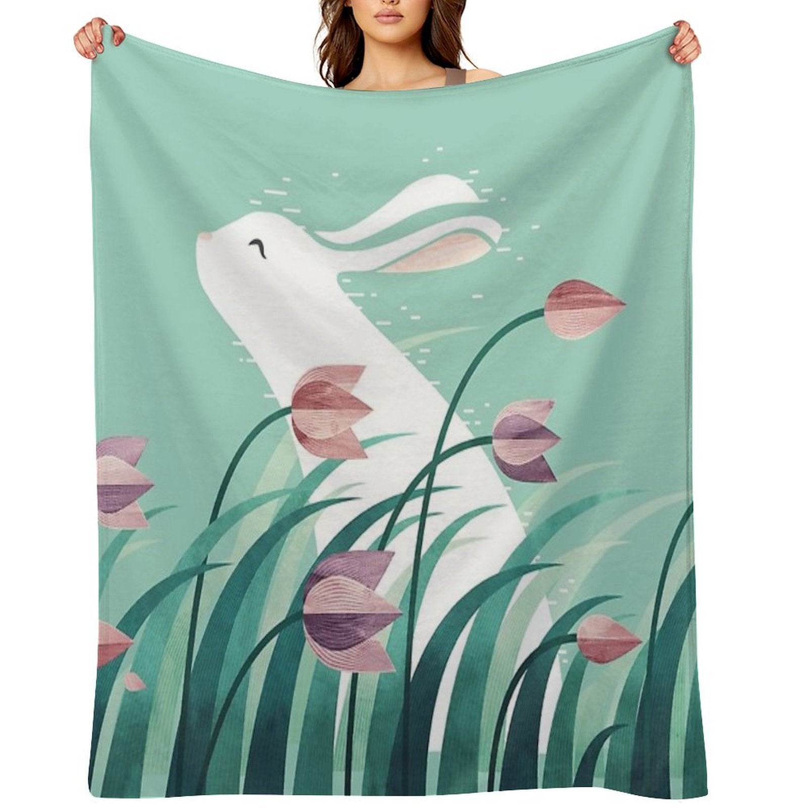 Rabbit, Resting Travel-friendly Throw Blanket