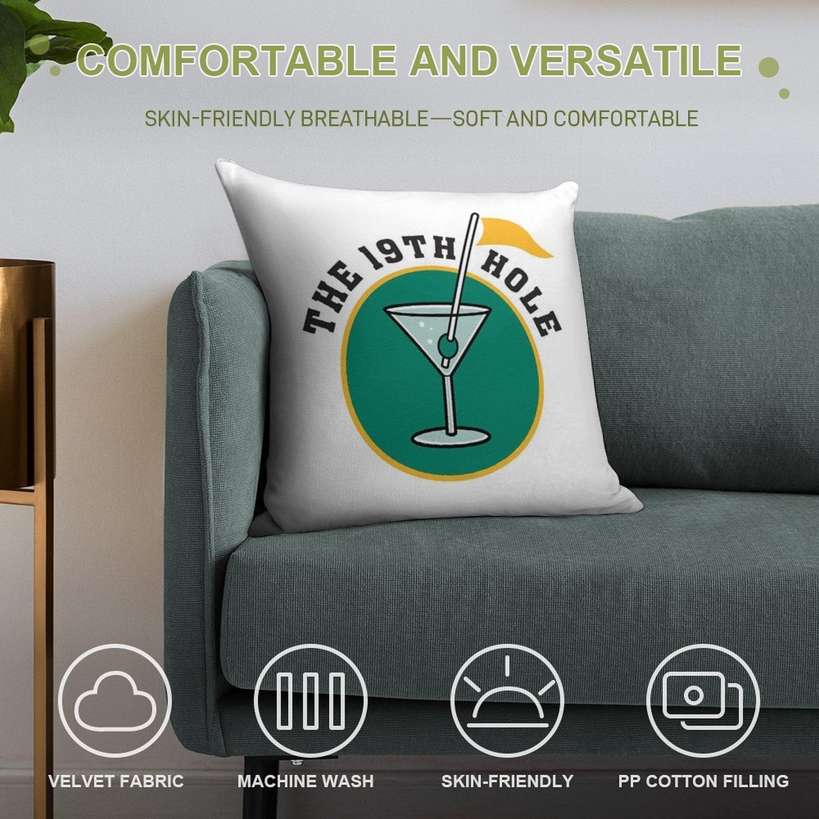 Golf 19th Hole Soft Luxury Feel Throw Pillow