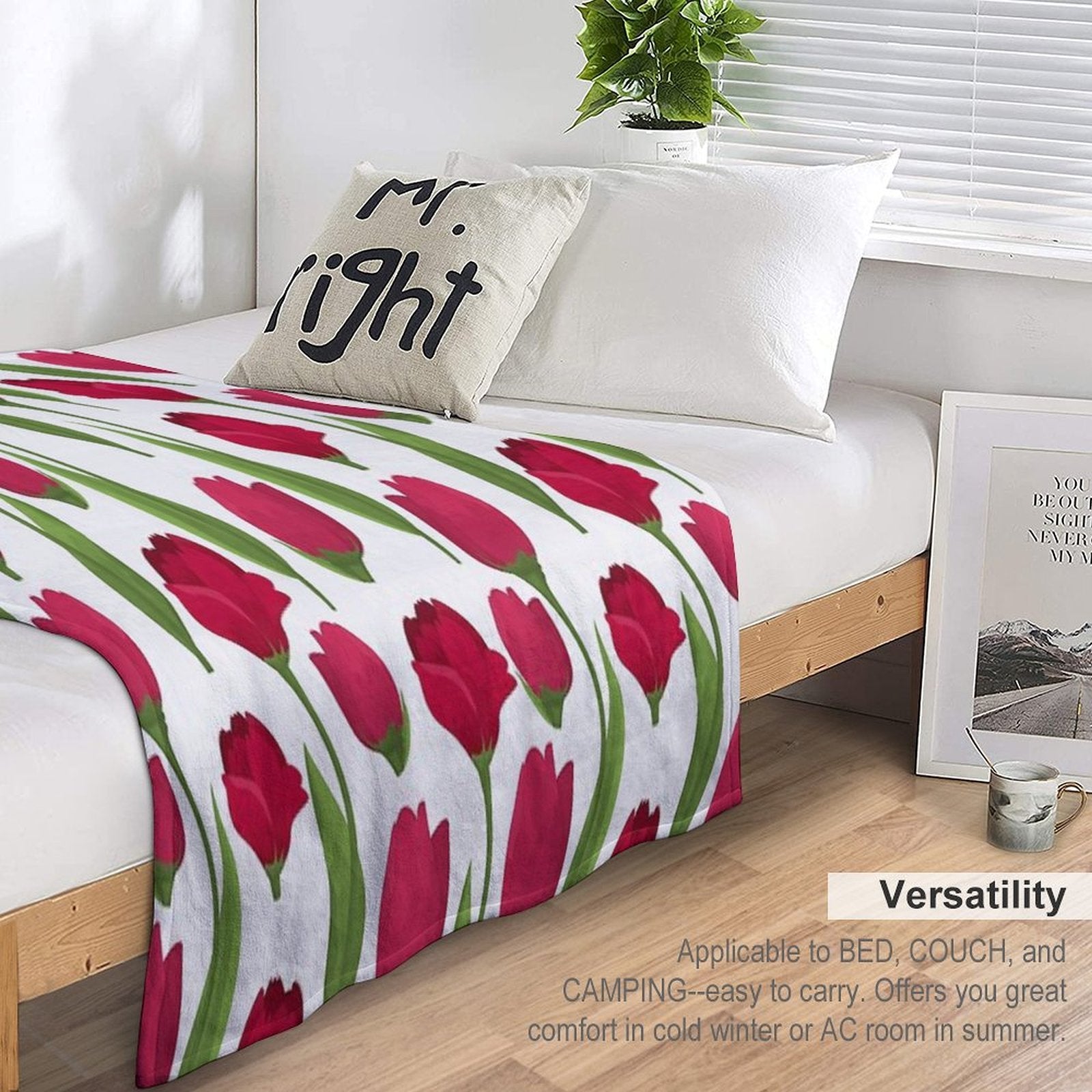 Floral Bedroom Décor Compact Throw Blanket