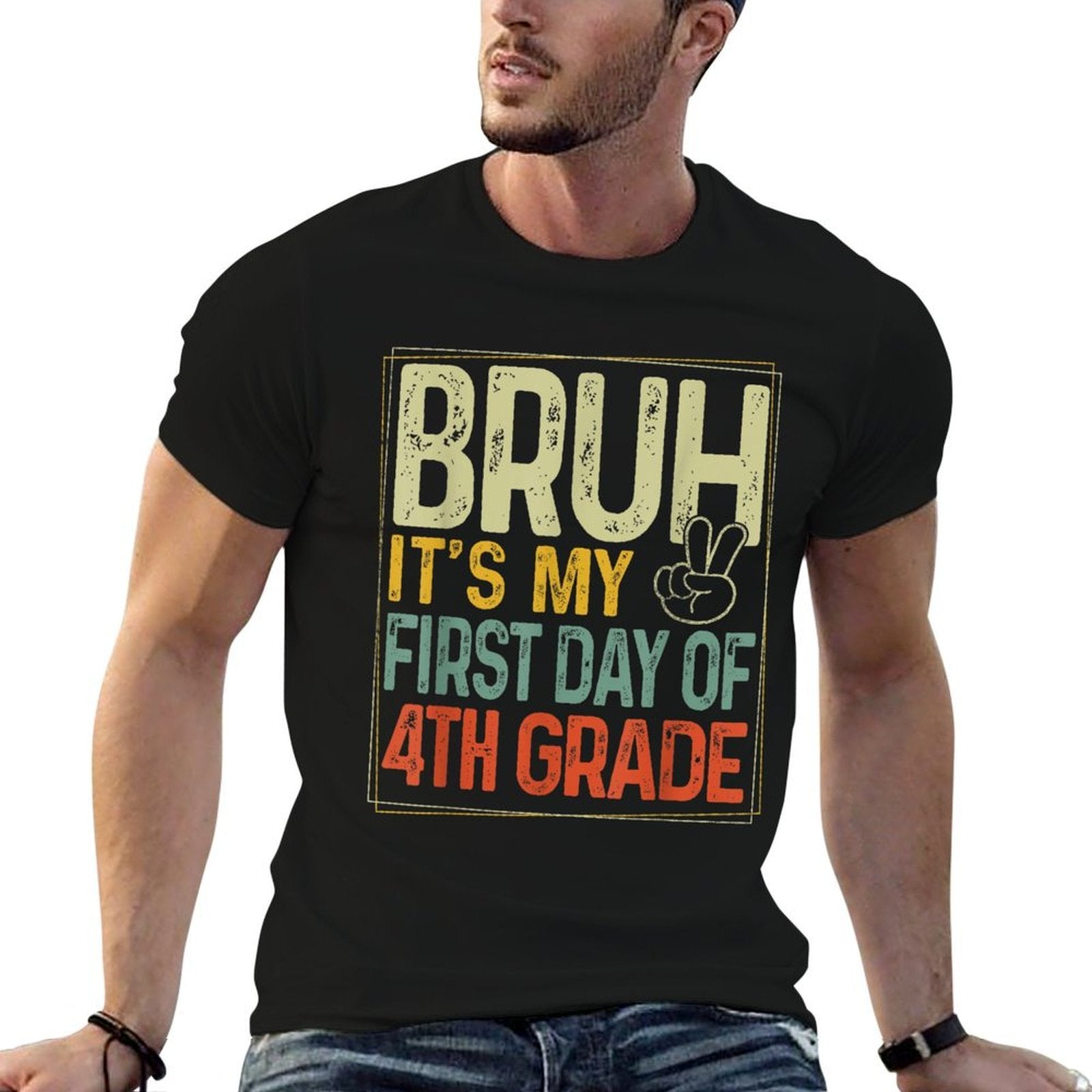 Bruh Its My First Day Of 4th Grade Back To School Boys Kids  Cotton T-Shirt