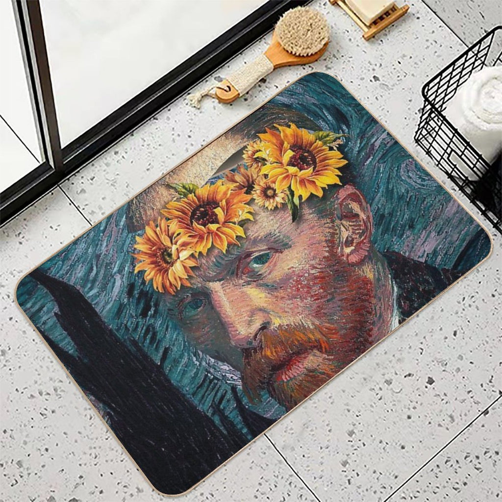 Van Goh Starry Night Sunflowers  Long-Lasting Bath Mat
