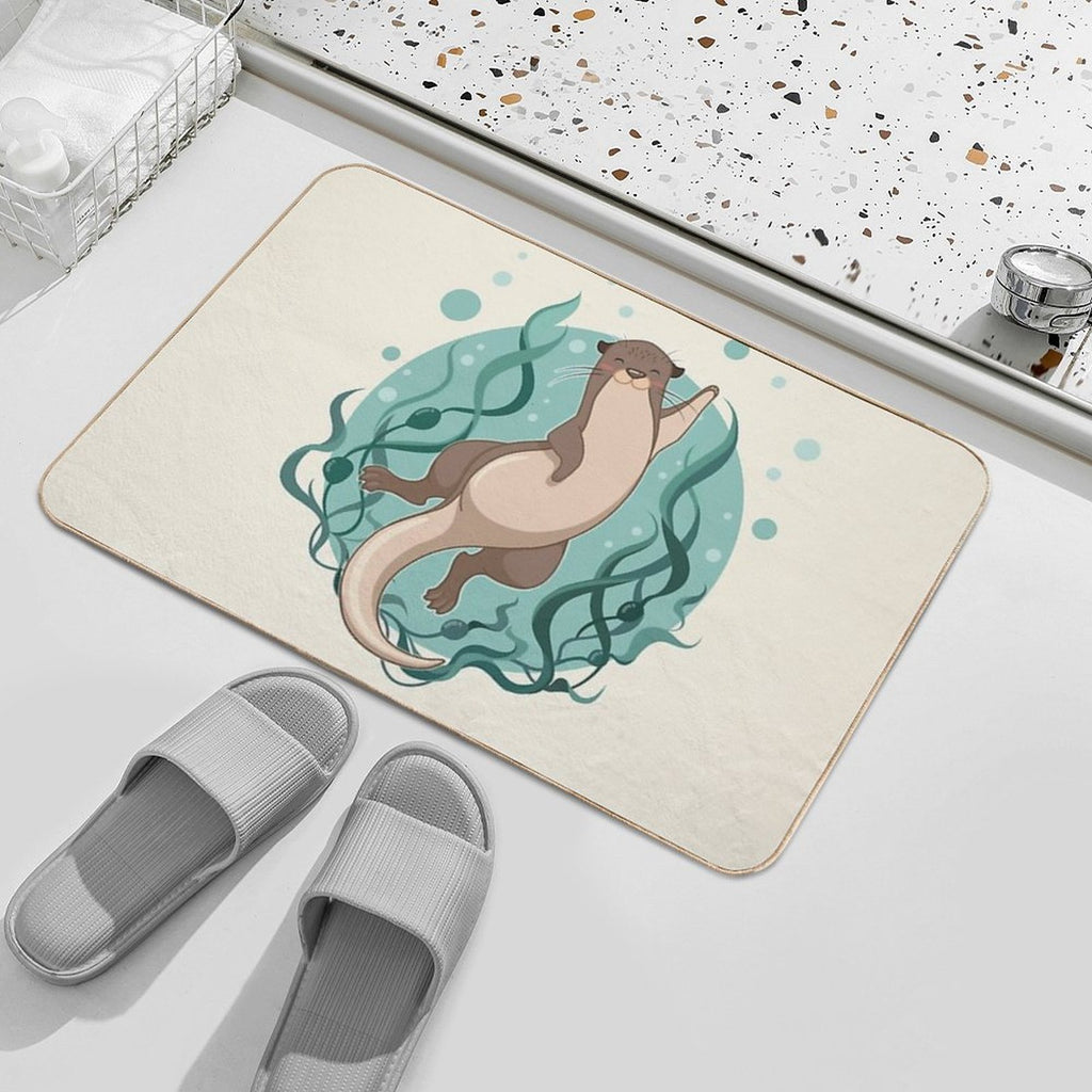 Otter Waving  Versatile Bath Mat