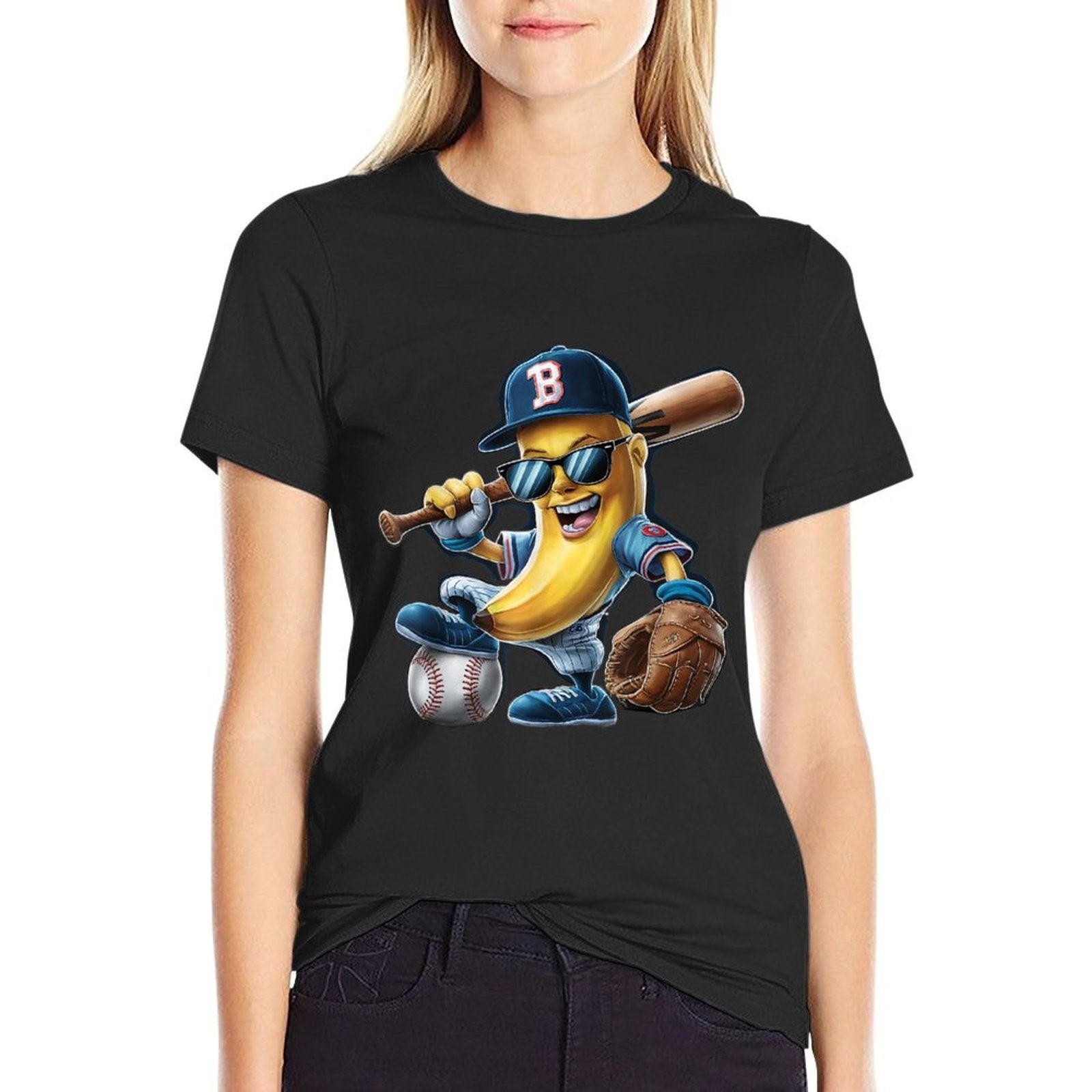 Funny Lets Go Bananas Banana Playing Baseball Player  Durable T-Shirt