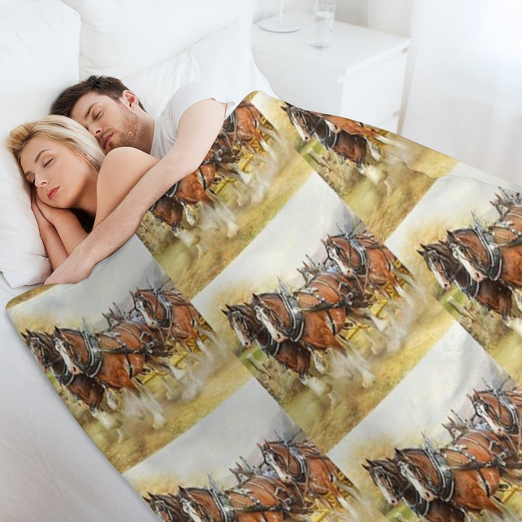 Clydesdales in Harness Wrinkle-free Throw Blanket