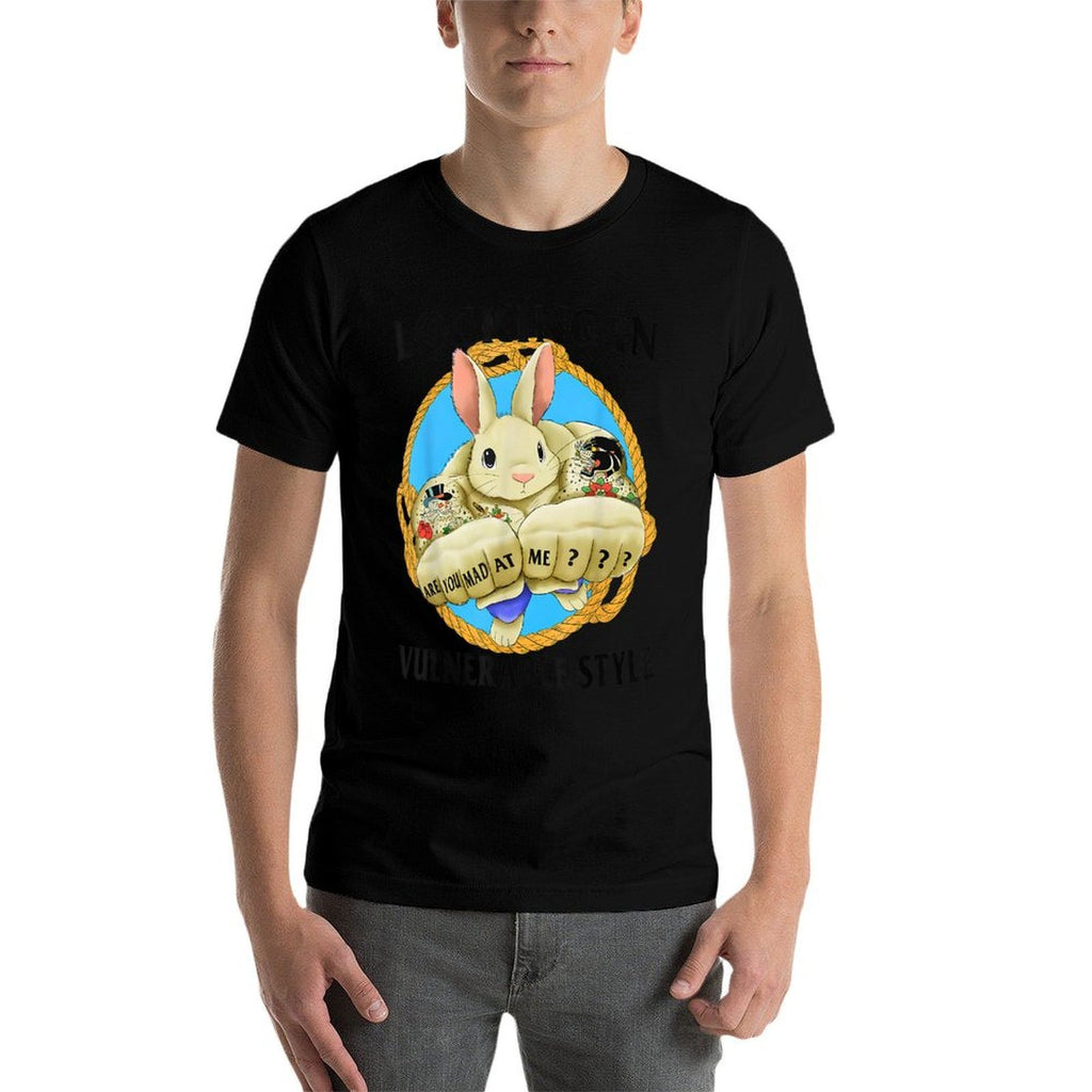 Locking In Vulnerable Style Mad at Me Funny Rabbit Meme  Versatile T-Shirt