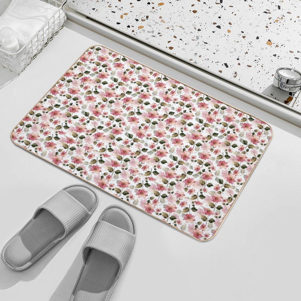Watercolor Floral Pattern  Toxin-Free Bath Mat