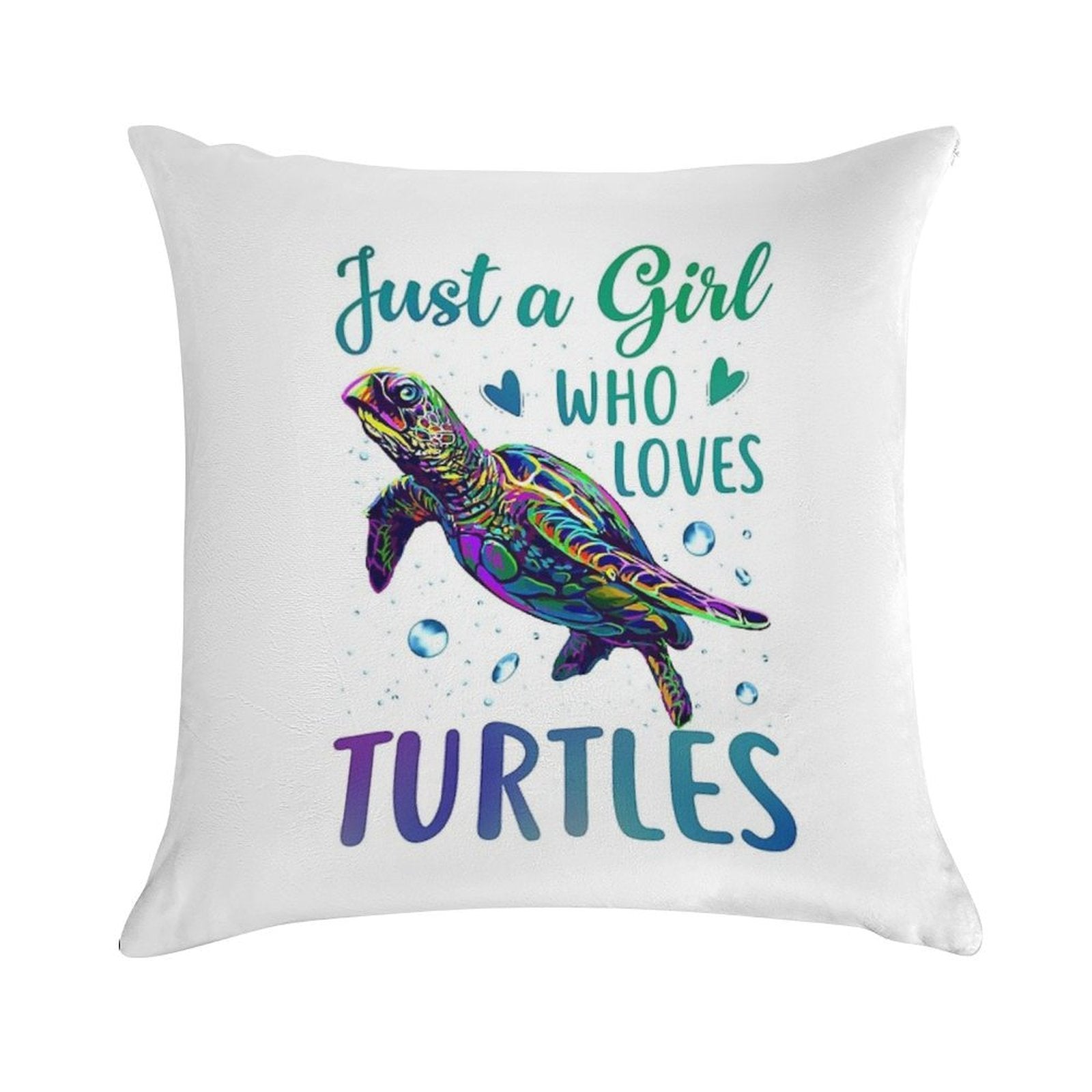 Just A Girl Who Loves Turtles Watercolor Sea Ocean Gift Soft Short Plush Fabric Throw Pillow
