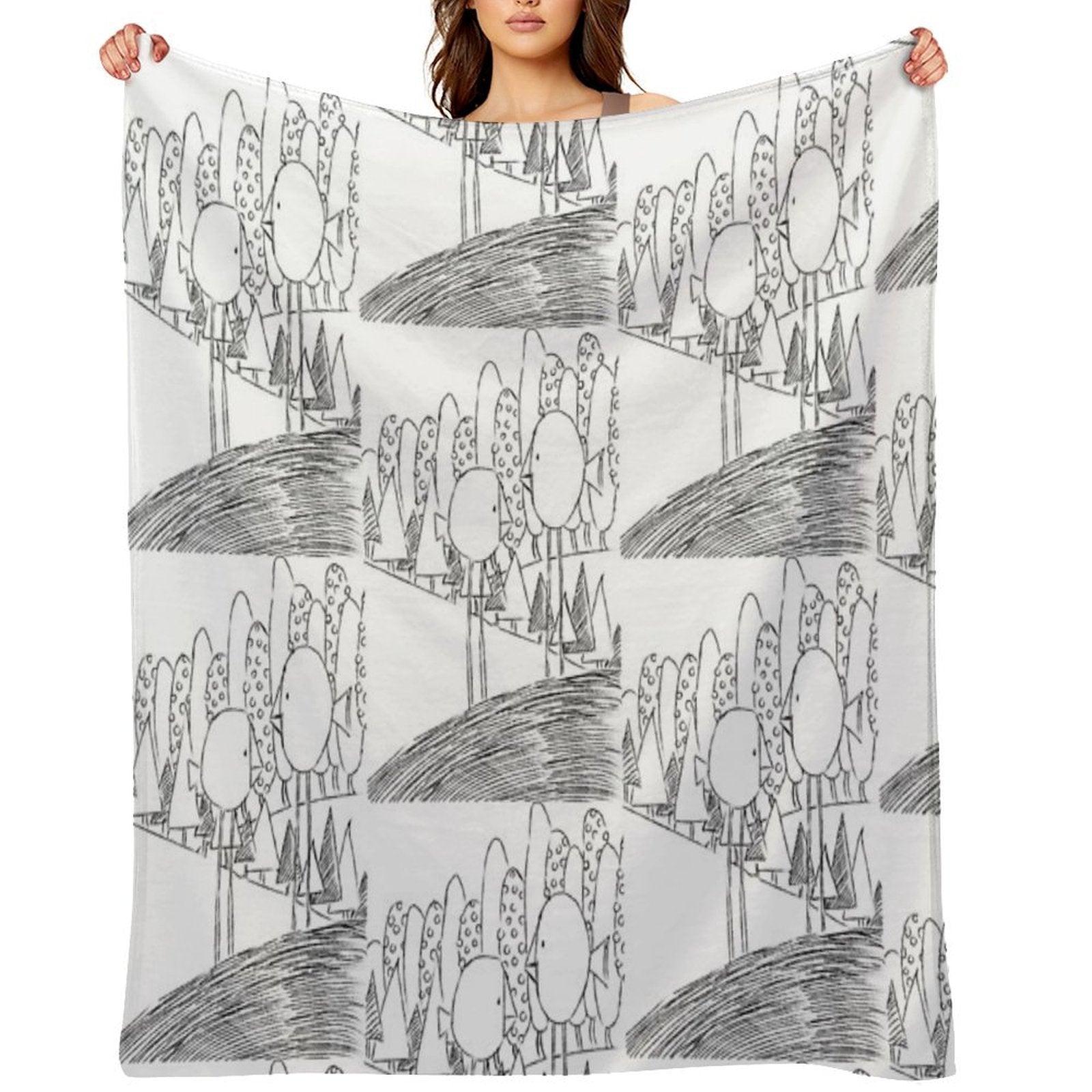 Imagine Birds with Long Legs Bw Easy Care Throw Blanket