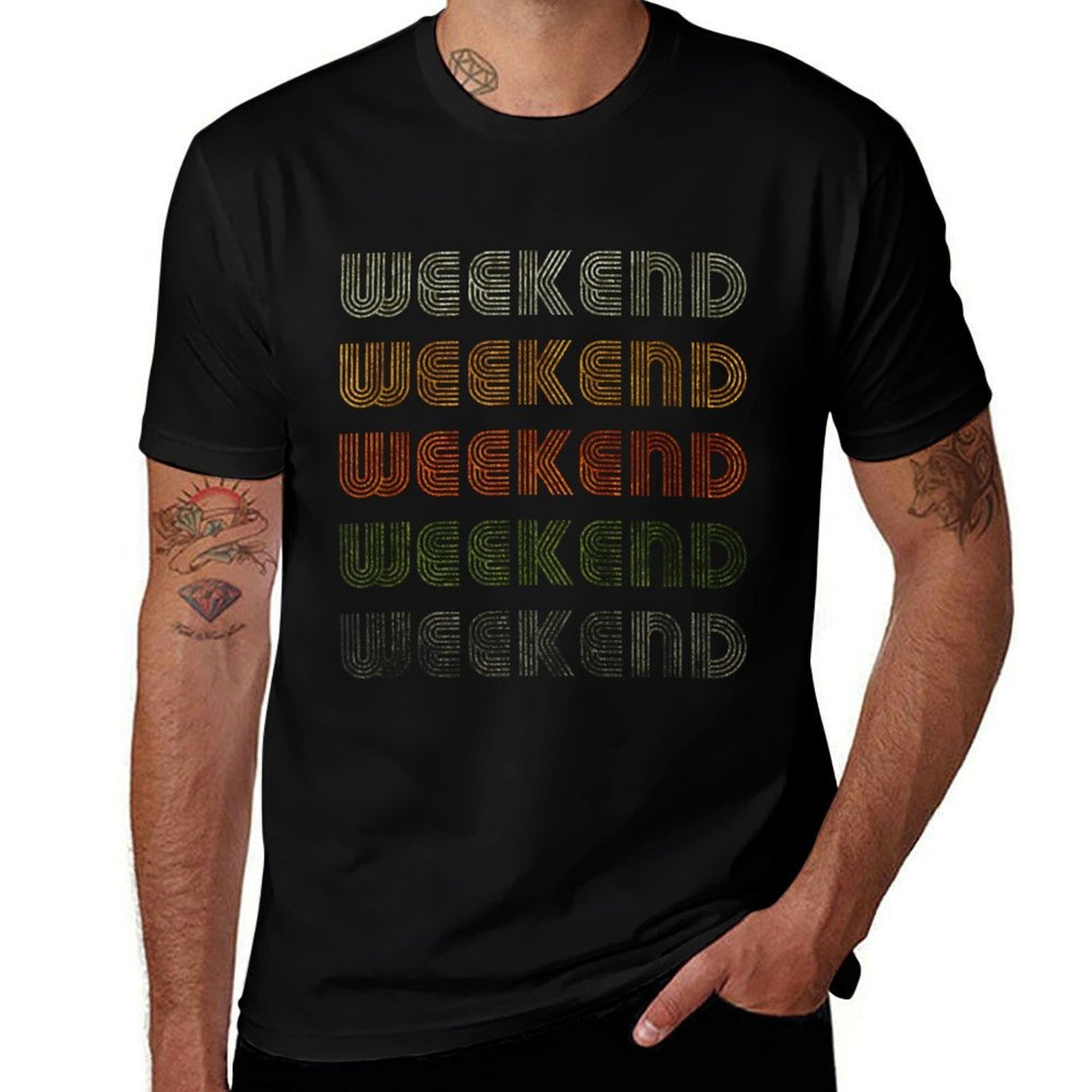 Love Heart Weekend Grunge Vintage Style Black Weekend  Trendy Pattern T-Shirt