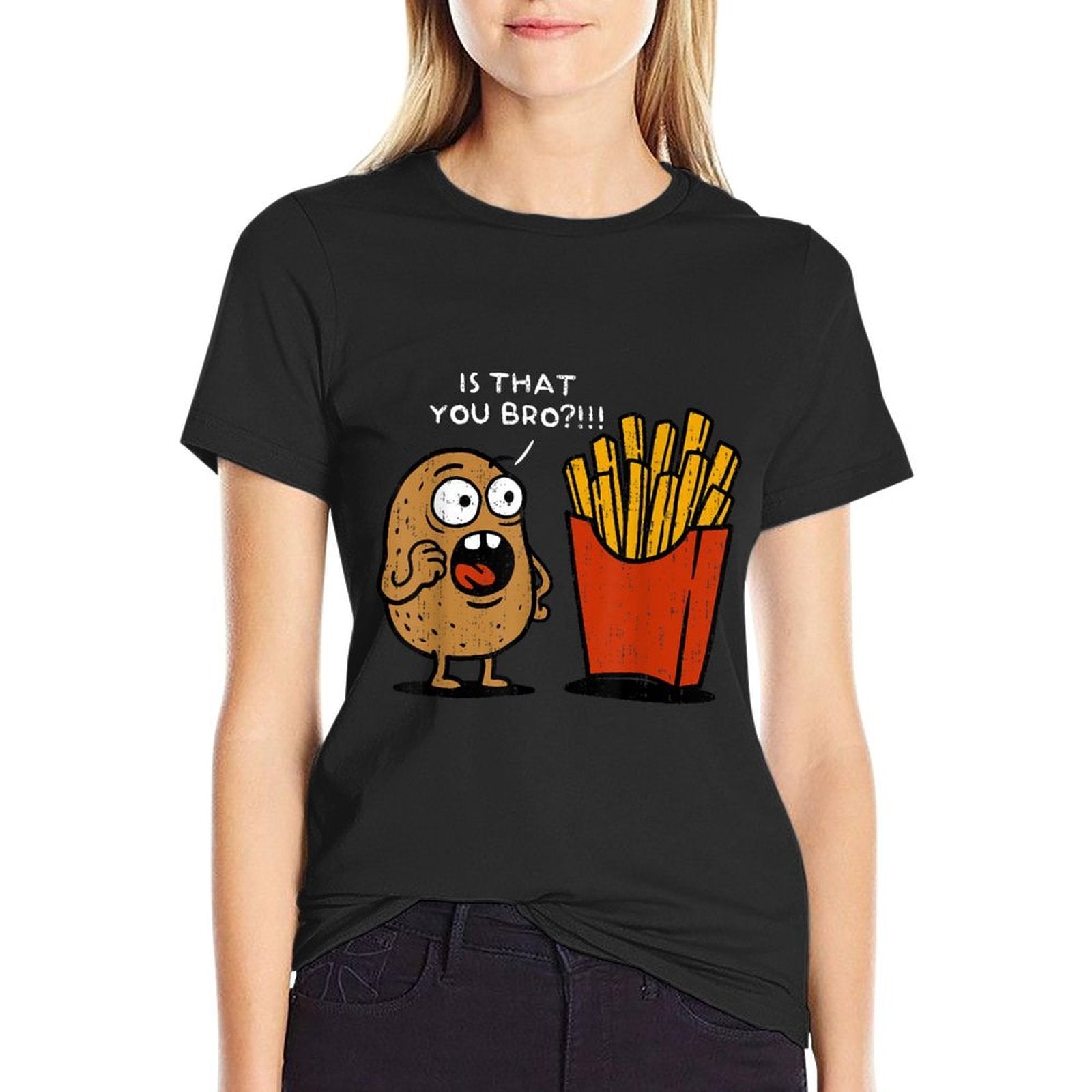 Is That You Bro Potato Funny French Fries Vegetable Meme  Oversized Silhouette T-Shirt