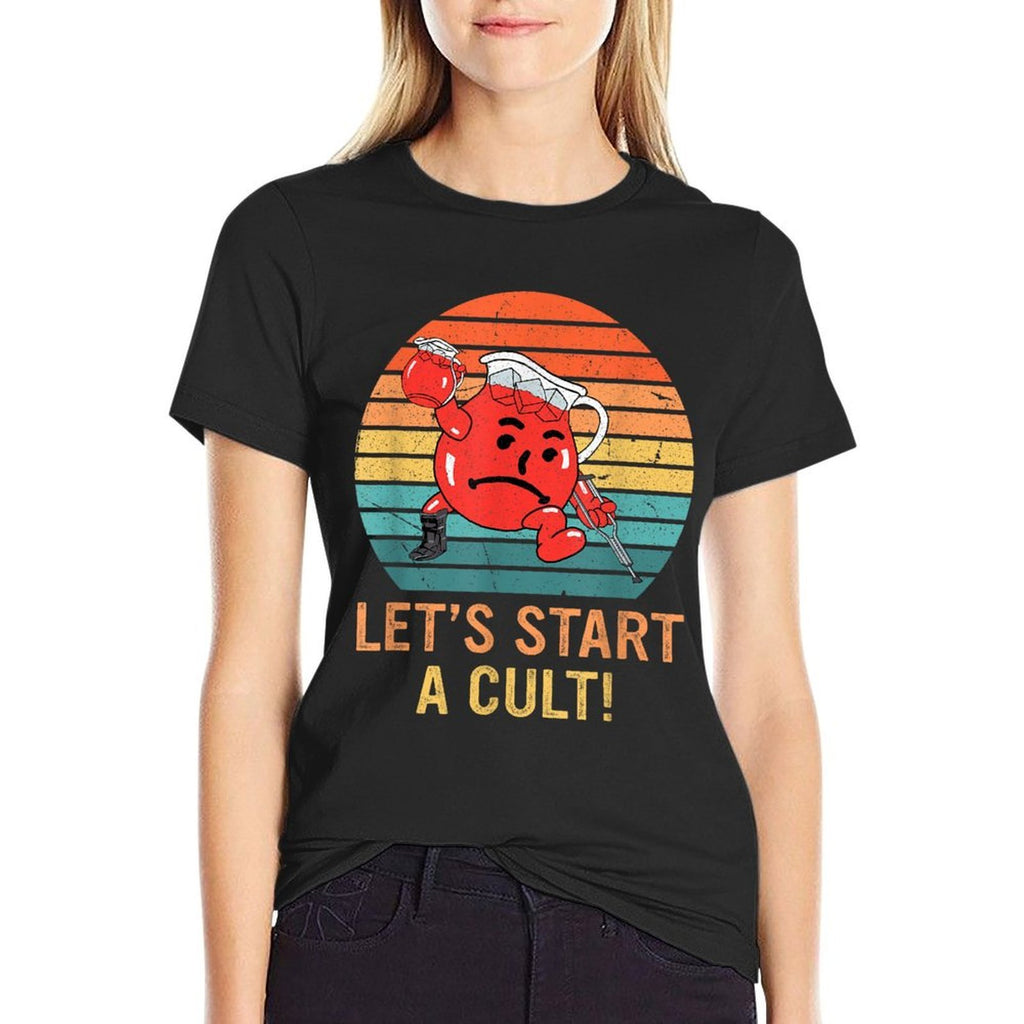 Let’s Start A Cult! Funny Retro  Heathered Texture T-Shirt