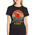 Let’s Start A Cult! Funny Retro  Heathered Texture T-Shirt
