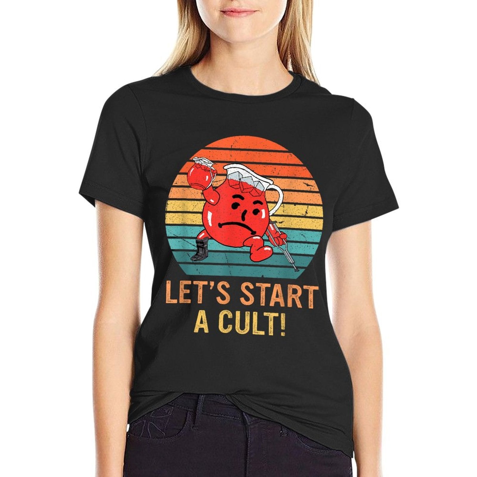 Let’s Start A Cult! Funny Retro  Heathered Texture T-Shirt