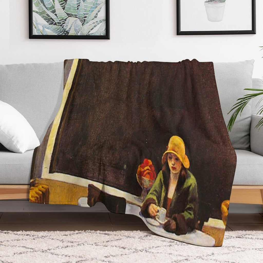 Vintage Edward Hopper Automat Wrinkle-free Throw Blanket