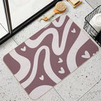 Retro Liquid Swirl & Hearts Abstract Pattern Mulberry Durable Bath Mat