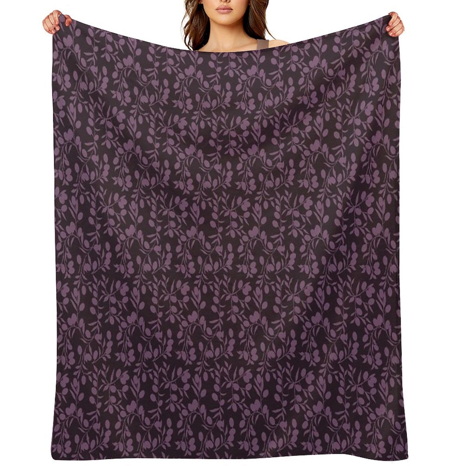 Blushing Purple Cherry Small Olive Pattern Sustainable Throw Blanket