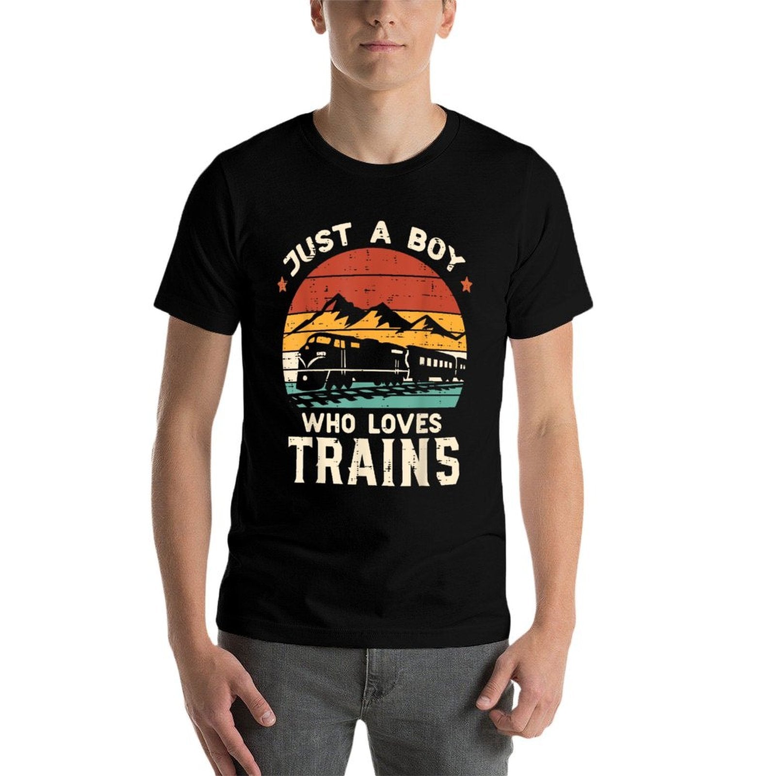 Boy Who Loves Trains Retro Locomotive Boys Kids Toddler Men  Eco-friendly Material T-Shirt