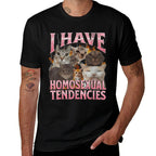 I Have Homosexual Tendencies Funny Cat Meme Bootleg Graphic  Ribbed Collar T-Shirt