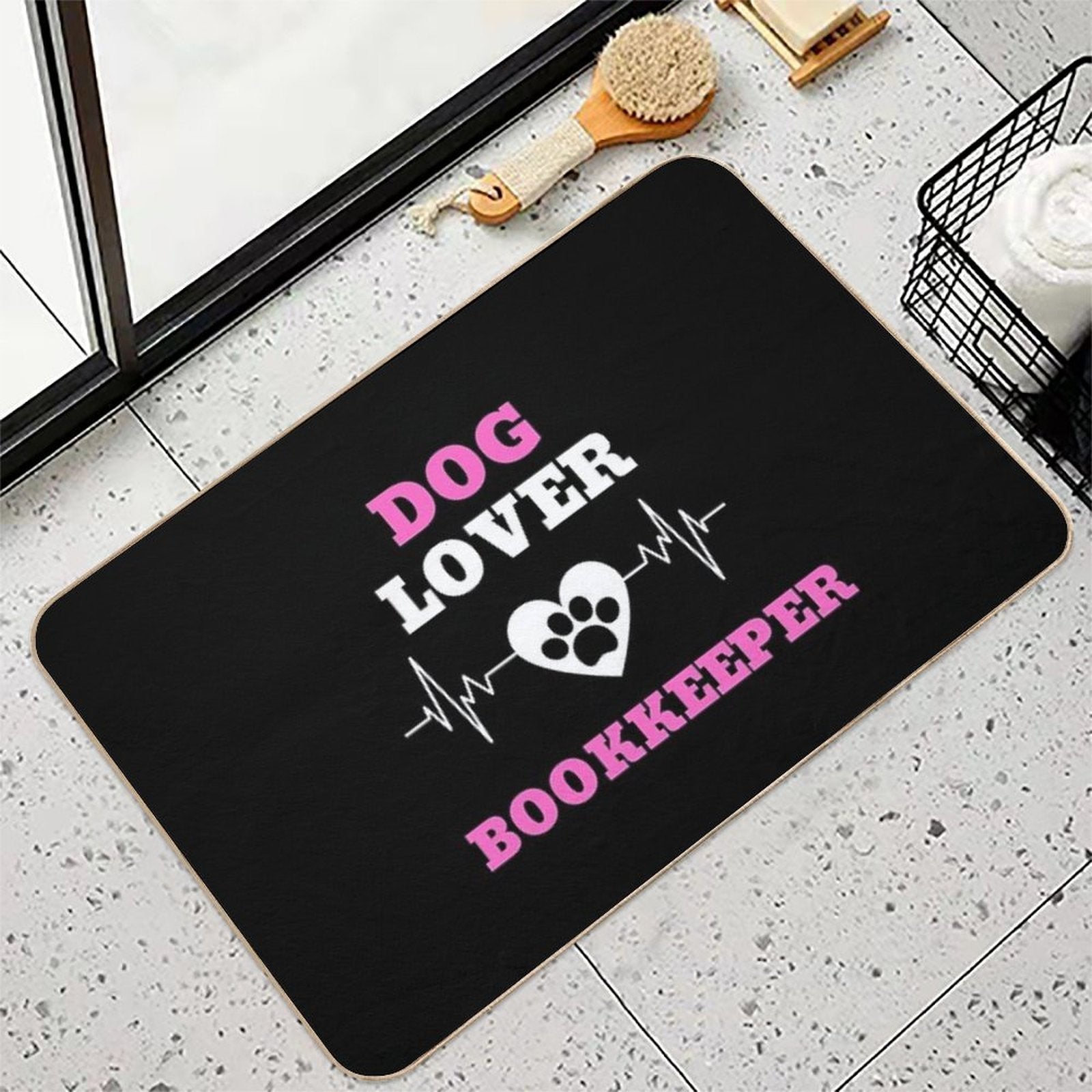 Dog Lover Bookkeeper Heartbeat  Absorbent Bath Mat