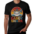 Daddy Shark Retro Shark Pajamas Gifts for Dad Dad  Ribbed Collar T-Shirt