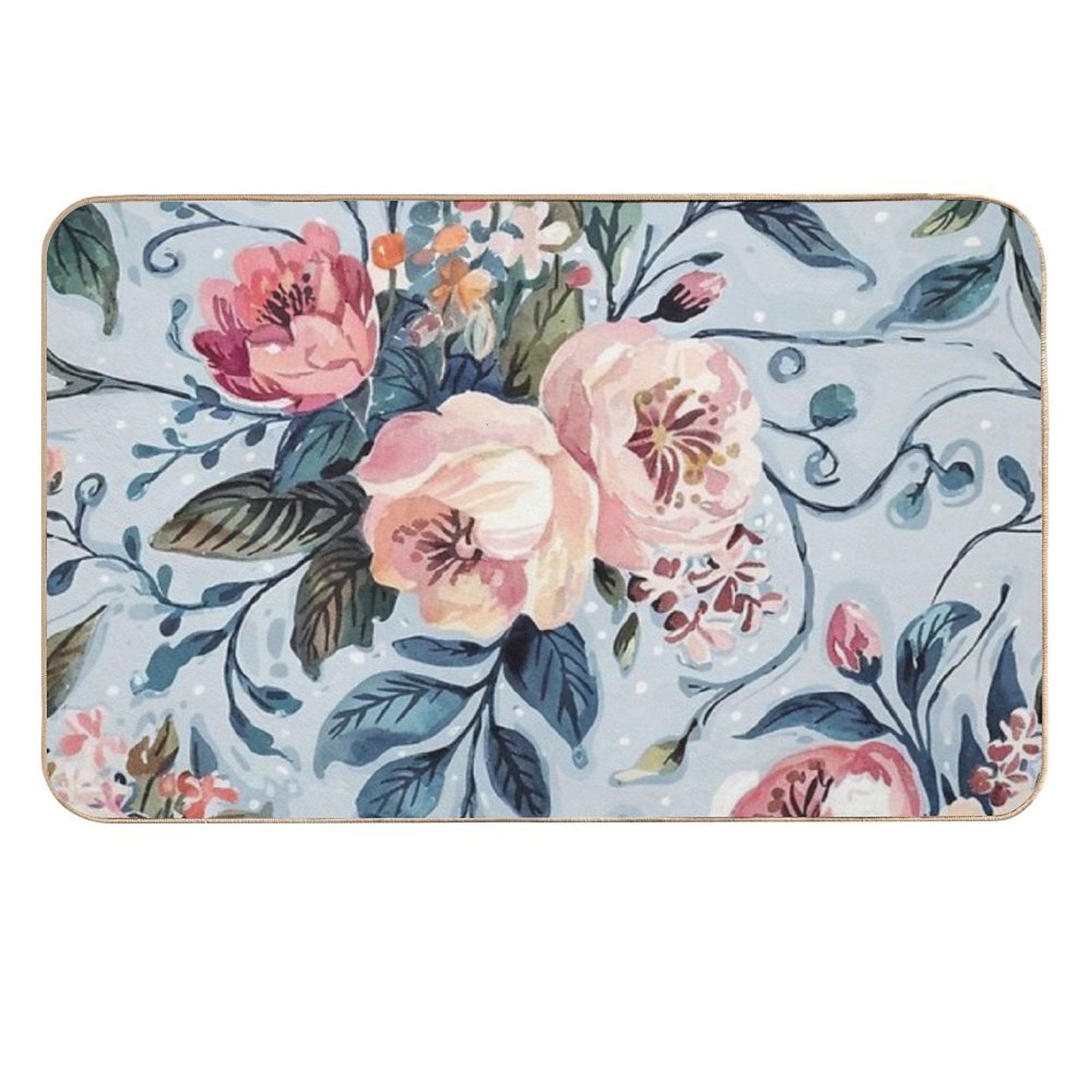 Watercolor Lavender Floral Seamless Design  Easy Maintenance Bath Mat