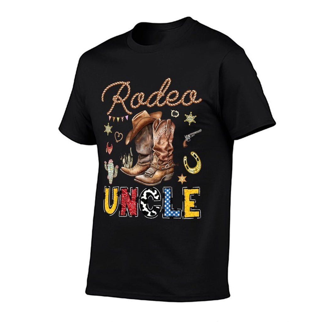 Rodeo Uncle Western Cowboy Birthday Matching Family  Oversized Silhouette T-Shirt