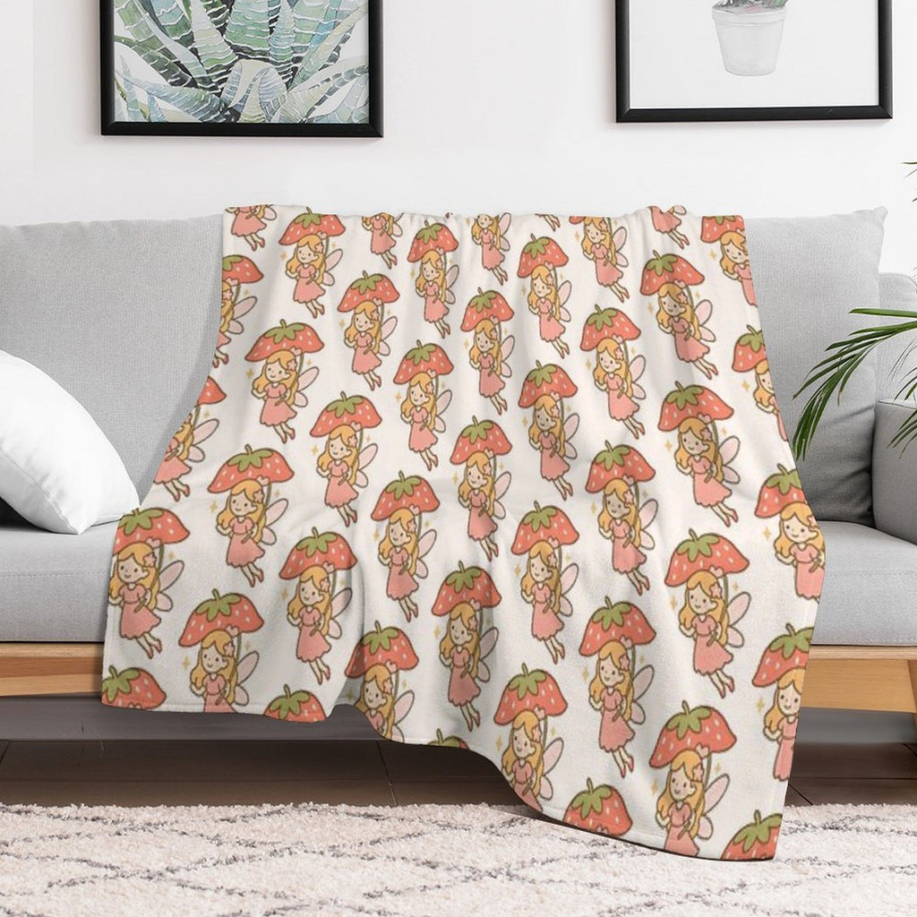 Cute Strawberry Fairy All-season Throw Blanket