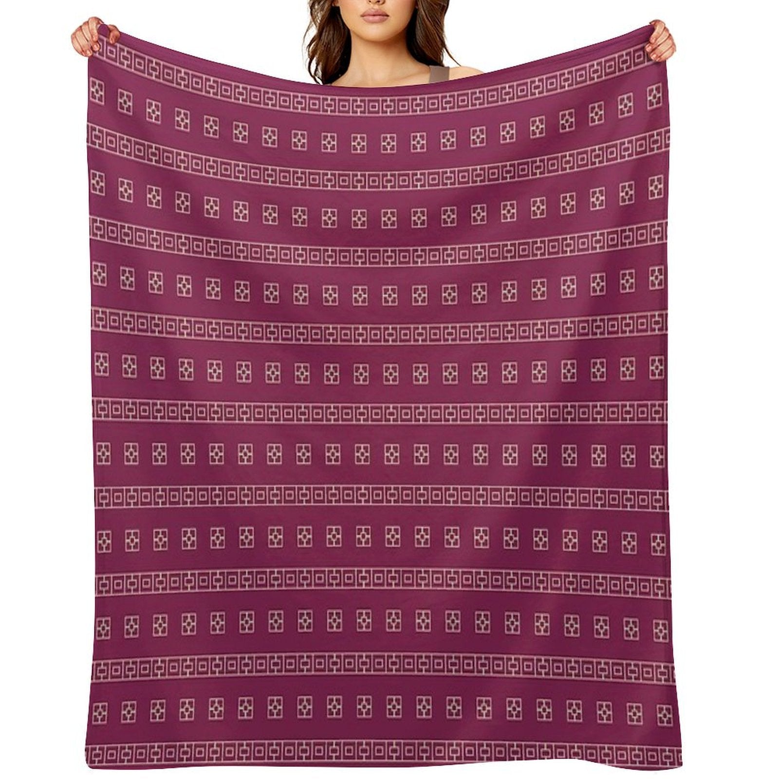 Luxurious Maroon & Golden Graphic Patterns - Contemporary Elegance Premium Throw Blanket