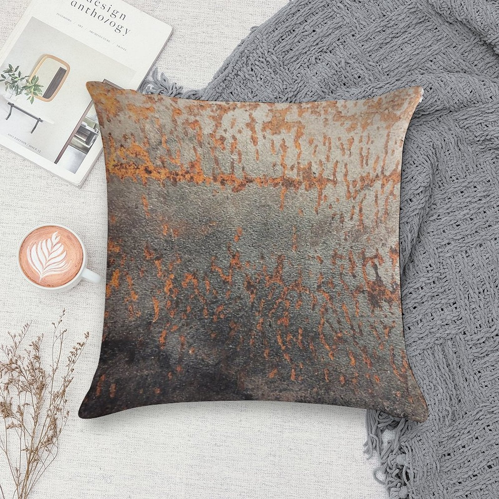 Light Rust Soft Reinforced Edging Throw Pillow