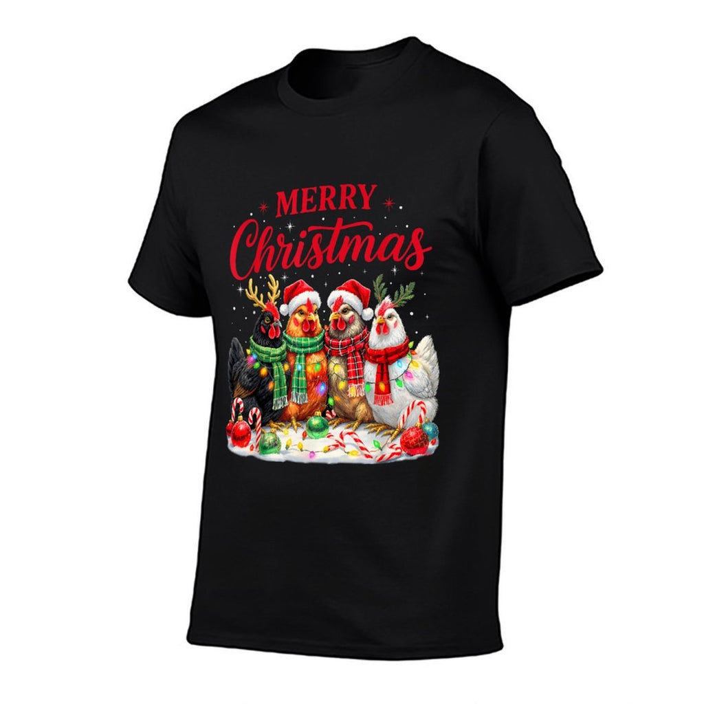 Christmas Chicken Lights Santa Xmas Farm Animal Holiday  Stretchy T-Shirt