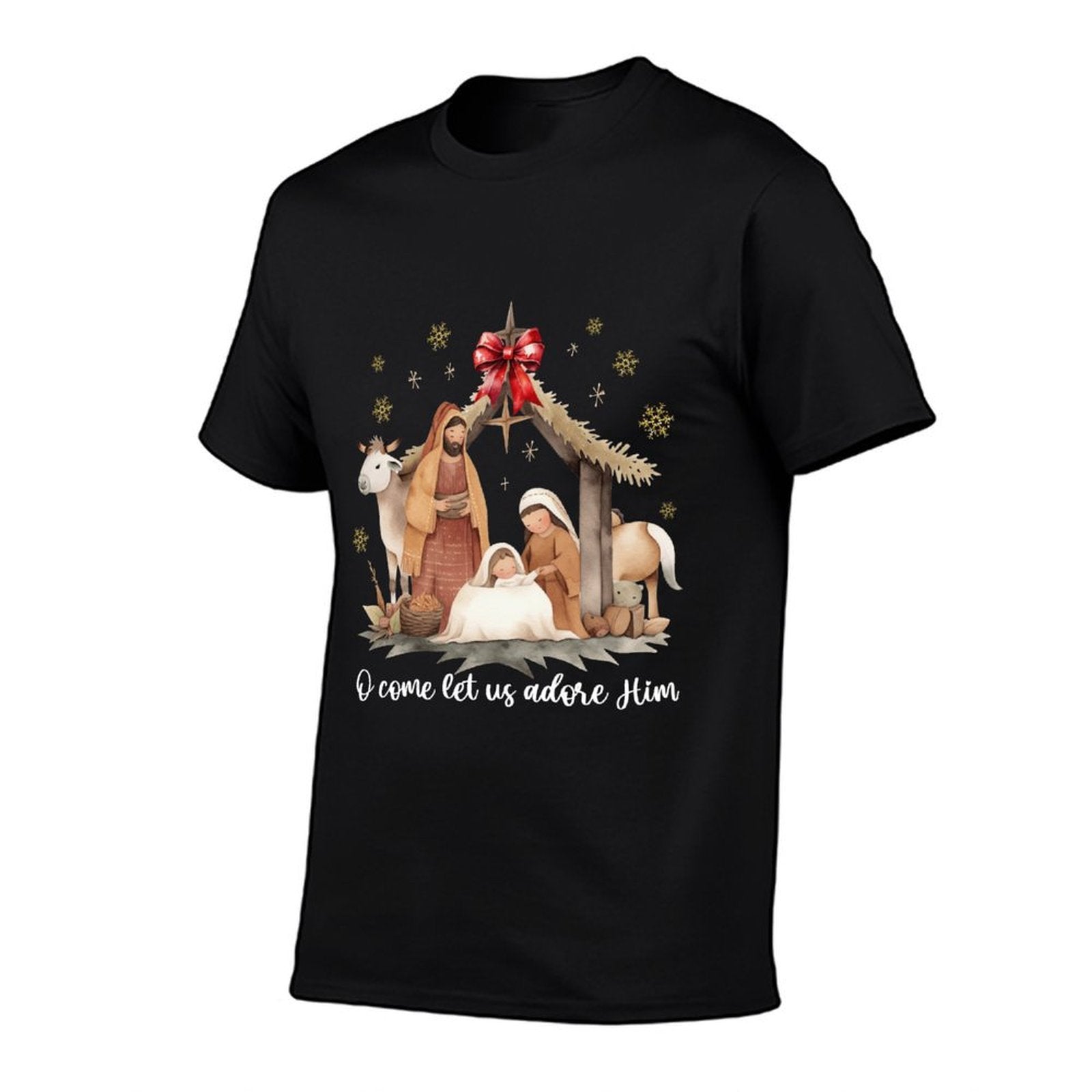 Jesus Christmas Nativity Scene Manger Boho Family Christian  Soft T-Shirt