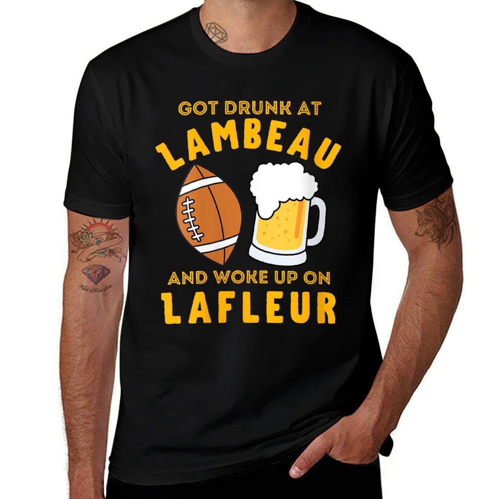 Womens Funny Got Drunk at Lambeau And Woke Up On Lafleur Fans  Rolled Sleeves T-Shirt