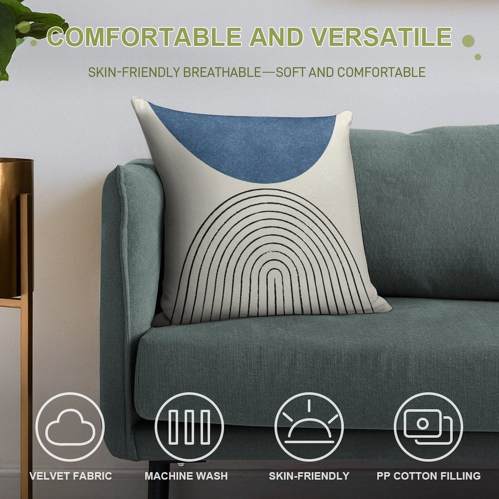 Arch Balance Blue - Mid Century Modern Soft Easy Maintenance Throw Pillow