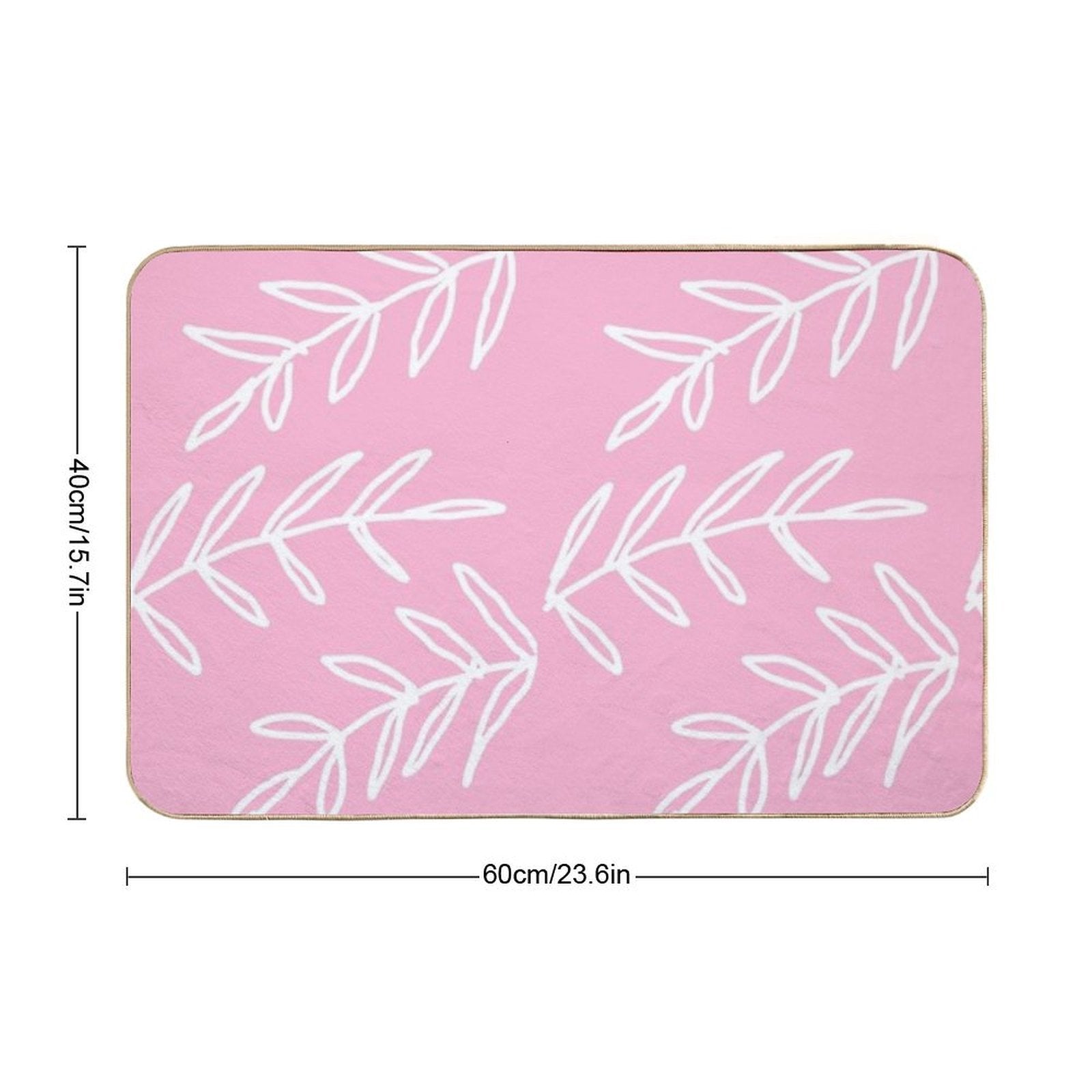 Cute Bohemian Leaves on Pink Background  Eco-Friendly Bath Mat