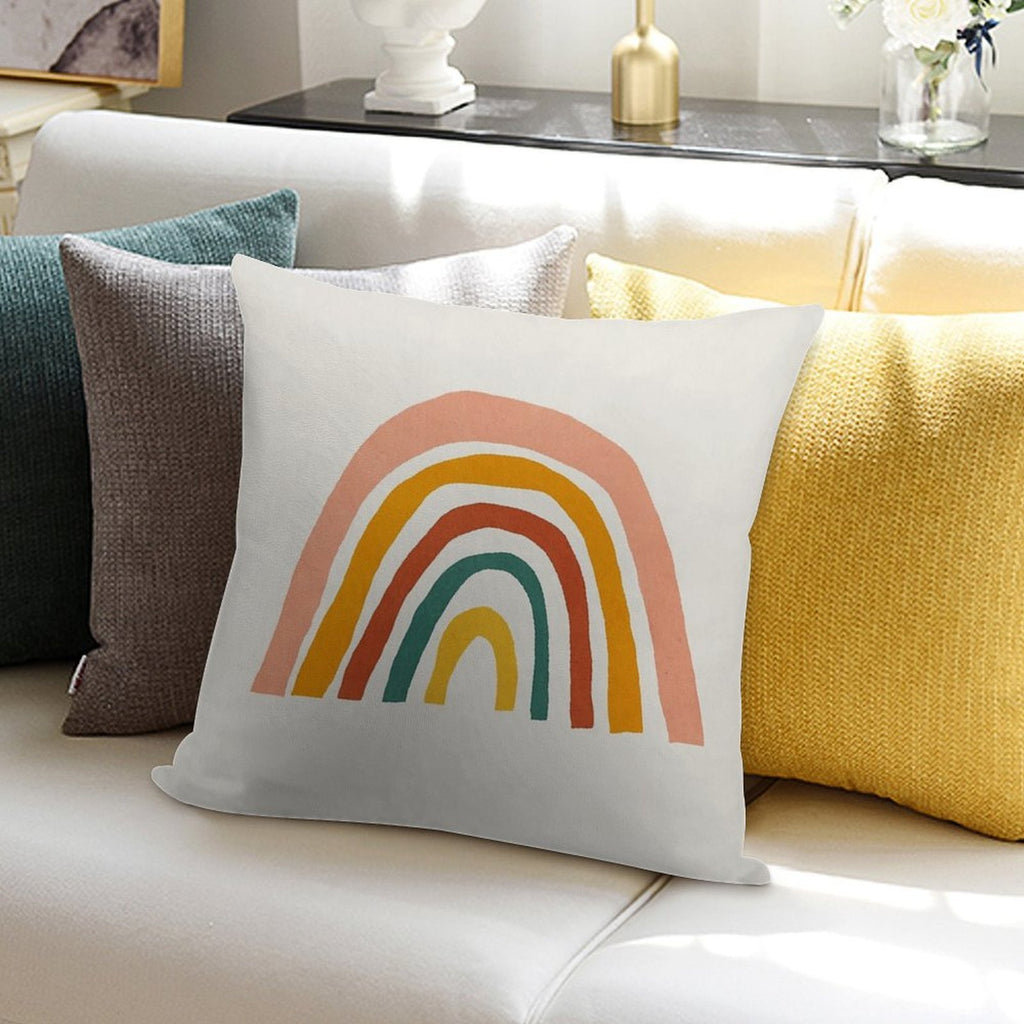 Rainbow, Abstract, Mid Century Modern Kids Wall Art, Nursery Room Soft Washable Throw Pillow